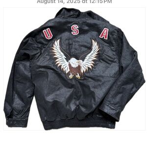 Men's USA Eagle Genuine Leather Bomber Jacket – Ameri Mode-USA Flag - XL